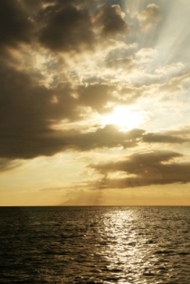 Evening sun reflecting on the water