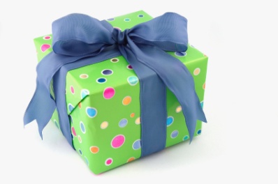 gift with blue bow