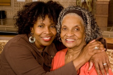 A Mother and daughter embrace