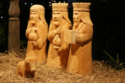 The three wise men carved of wood